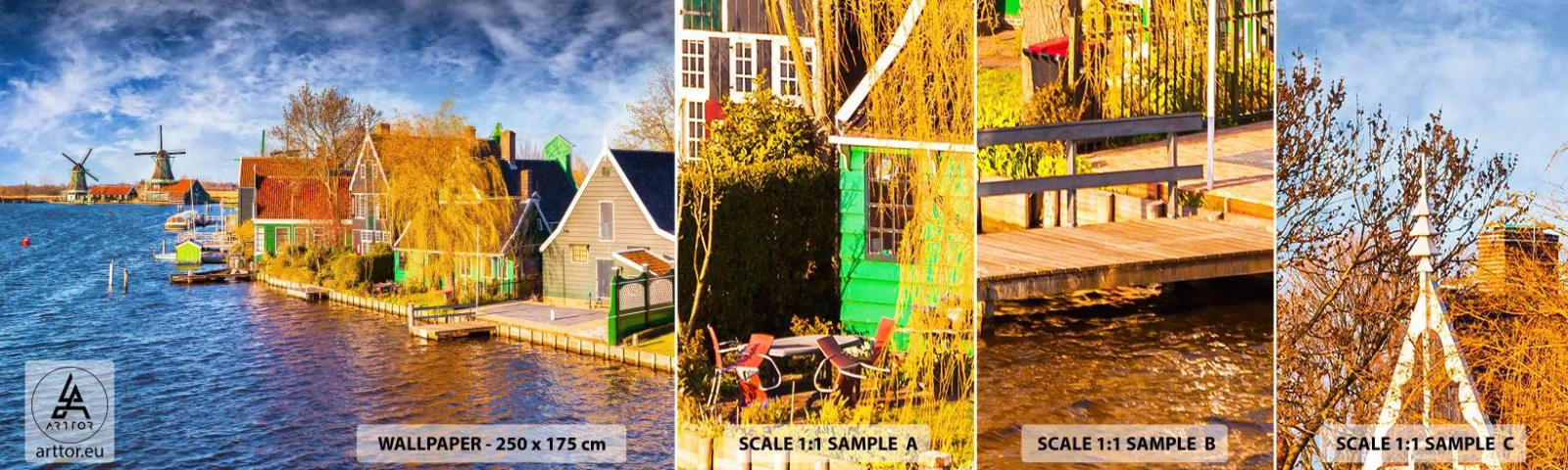 Vzorka Fototapeta Standard Eco - Od storočí bez zmien - Krajina, Ventilátor, Holandsko - 100x30 cm