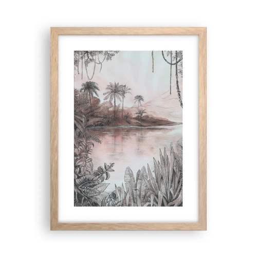 Plagát v ráme zo svetlého duba - Denník cestovateľa z 19. storočia - 30x40 cm