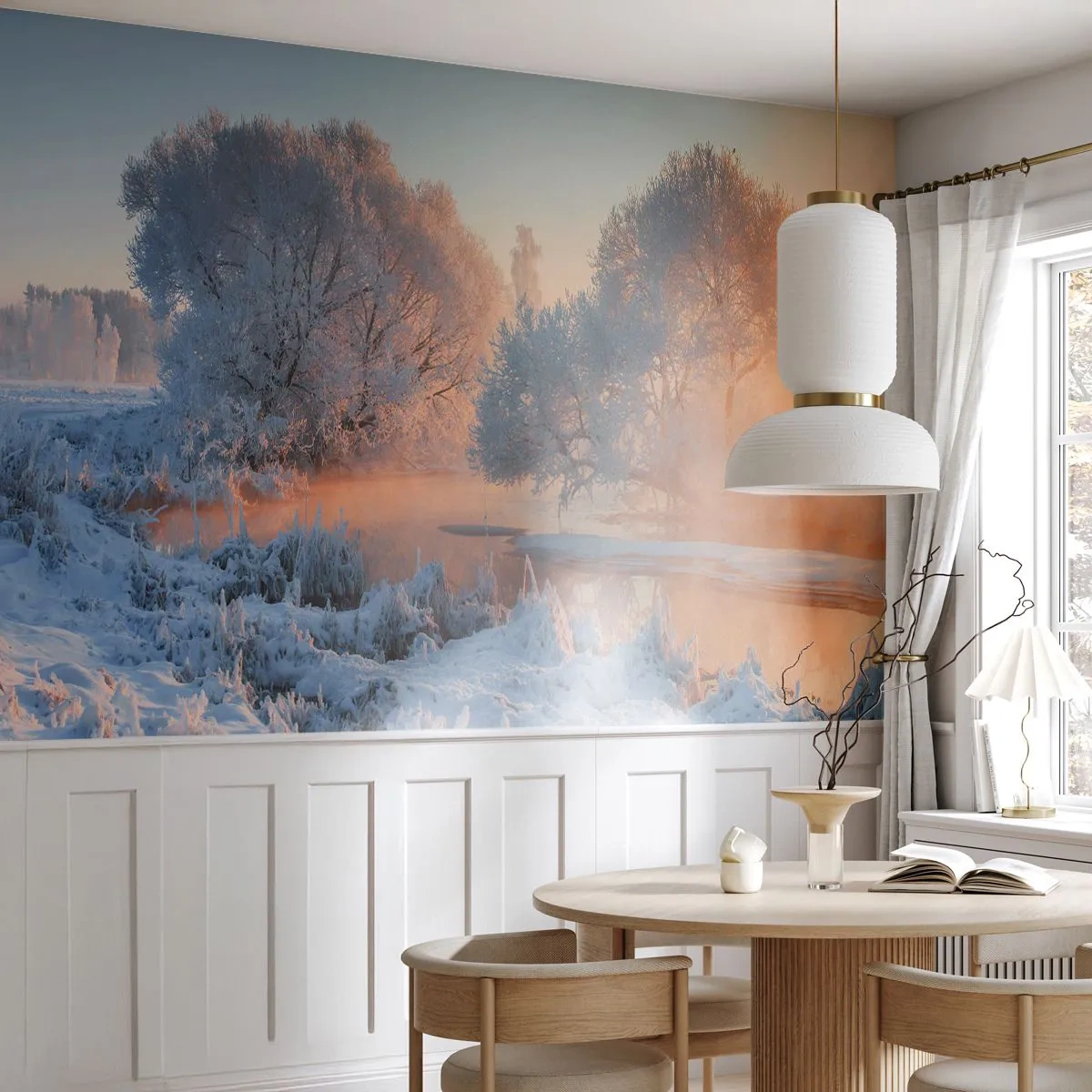 Fototapeta Standard Eco - Všetko sa leskne v slnečnom kryštáli - Krajina, Zima, Rieka - 400x280 cm
