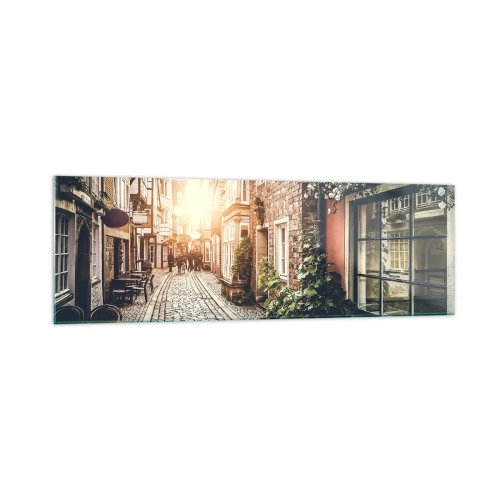 Obraz na skle - Ružová ulička v ružovej žiare - 160x50 cm