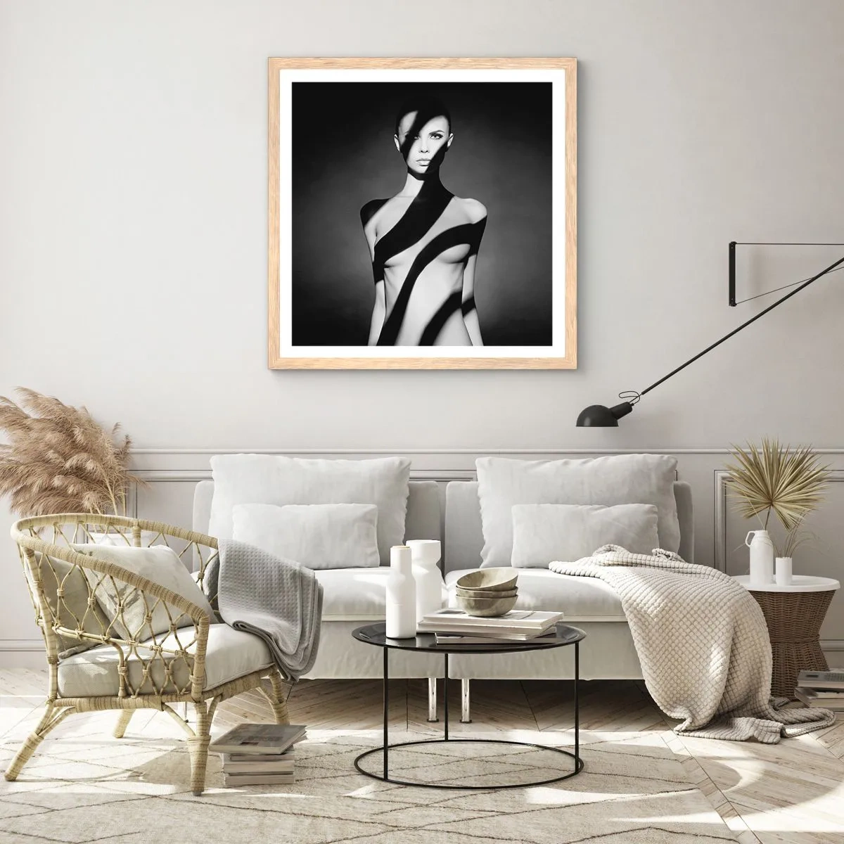 Plagát v ráme zo svetlého duba - V septembri aj v tieni - 60x60 cm