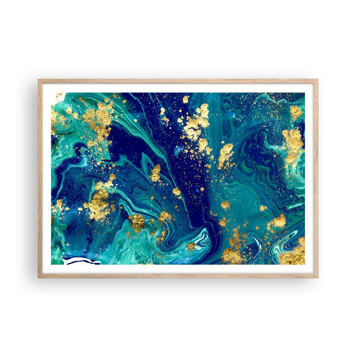 Plagát v ráme zo svetlého duba - Plátky slnka - 100x70 cm