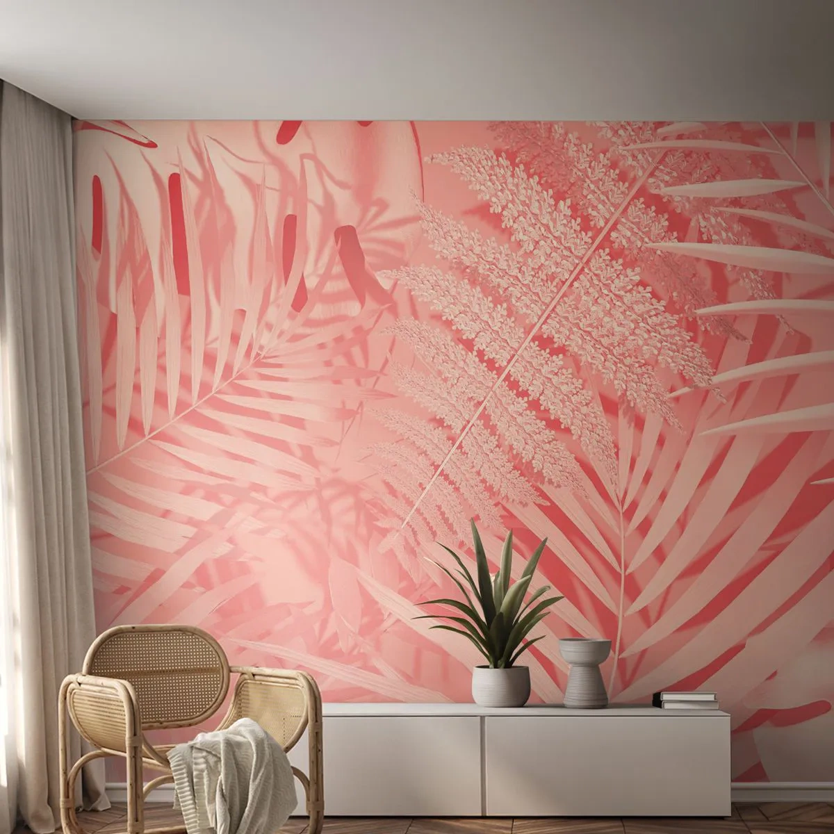 Fototapeta Standard Eco - Ružový koncept - Abstrakcia, Palmový list, Grafika - 250x175 cm