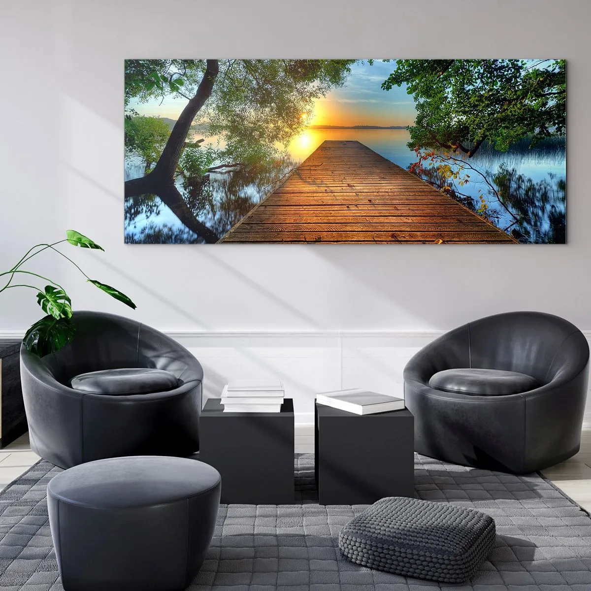 Obraz na skle - Neponáhľaj sa, posaď sa - 140x50 cm