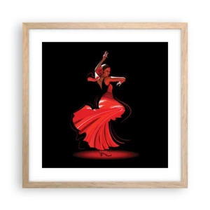 Plagát v ráme zo svetlého duba - Horúca duša flamenco - 40x40 cm
