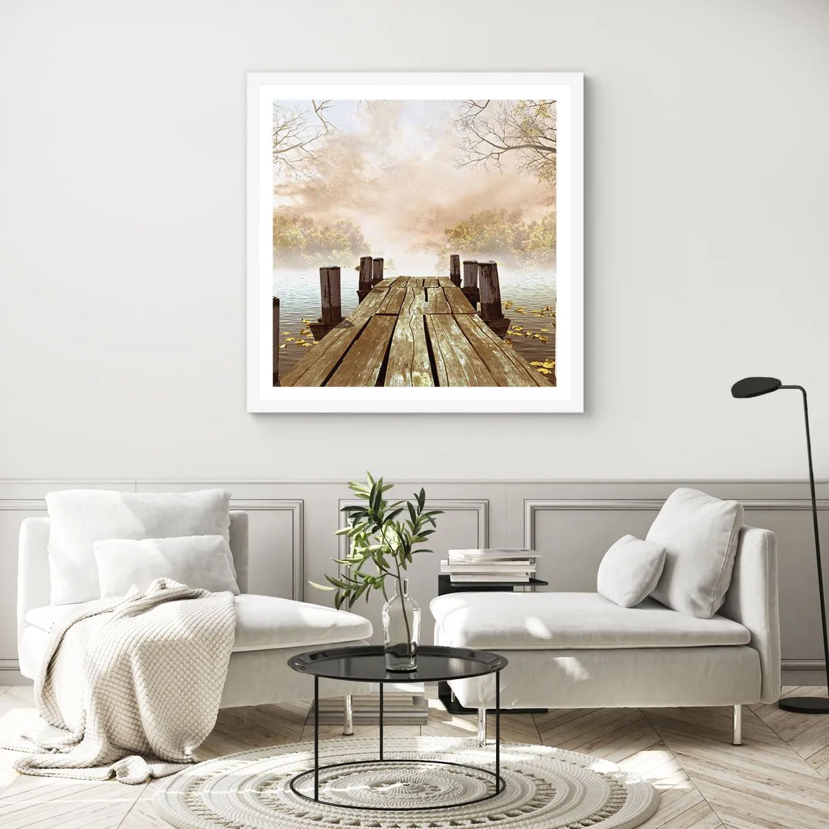 Plagát v bielom ráme - Jemný smútok jesene - 50x50 cm