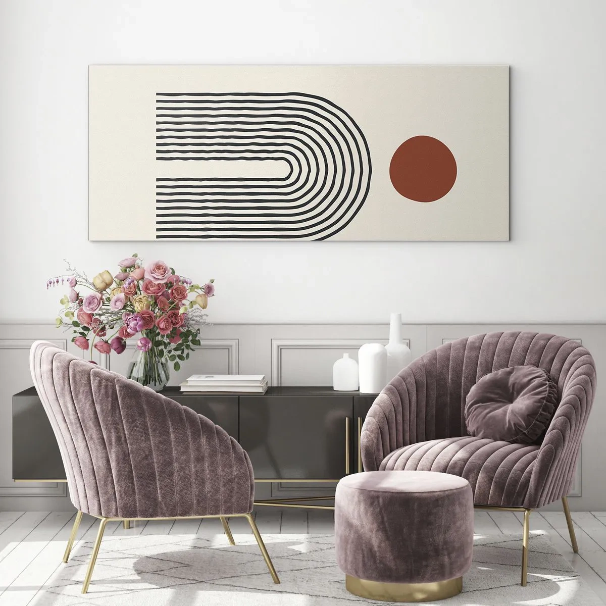 Obraz na skle - Magnetizmus tvarov a farieb - 120x50 cm