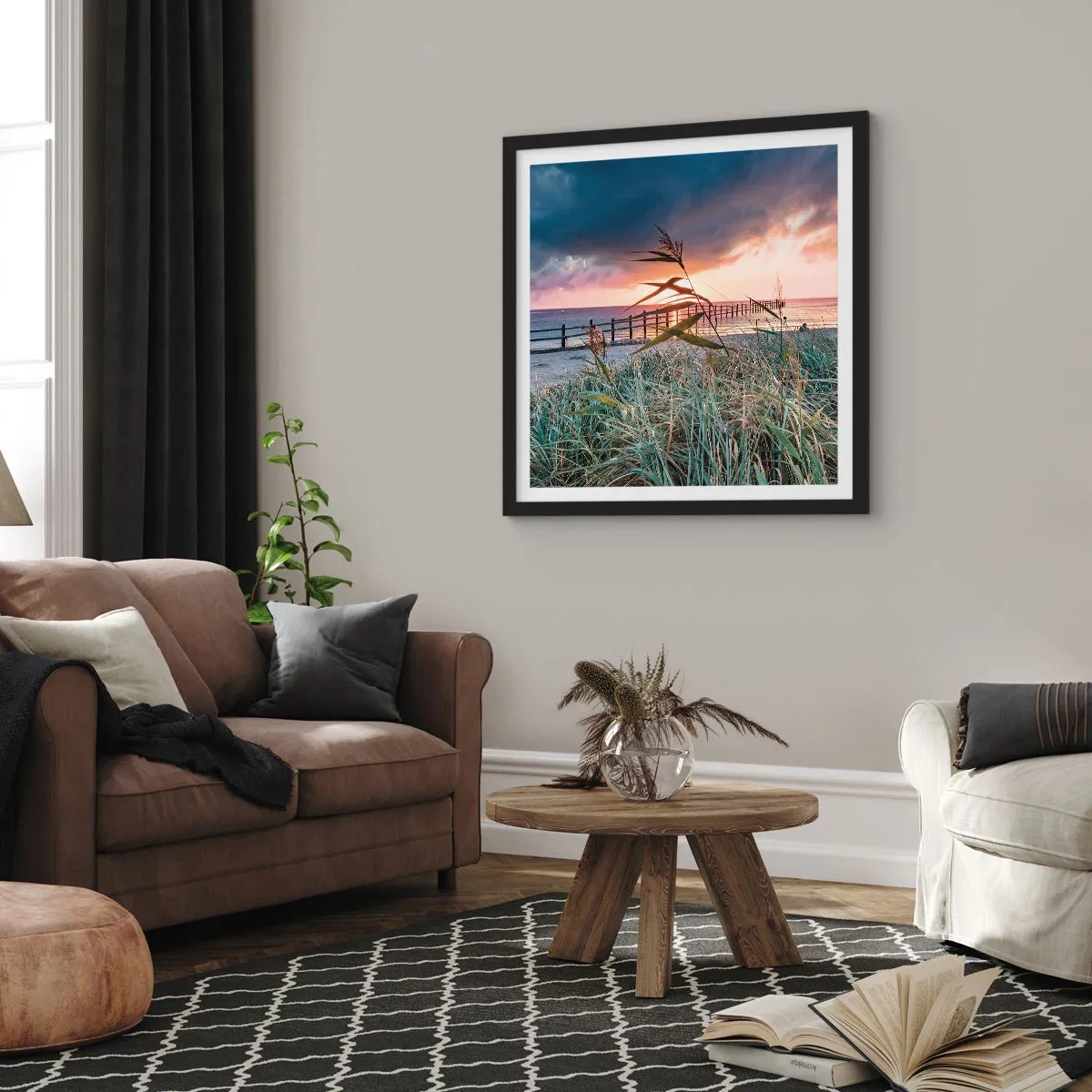 Plagát v čiernom ráme - Neodviate vetrom - 60x60 cm