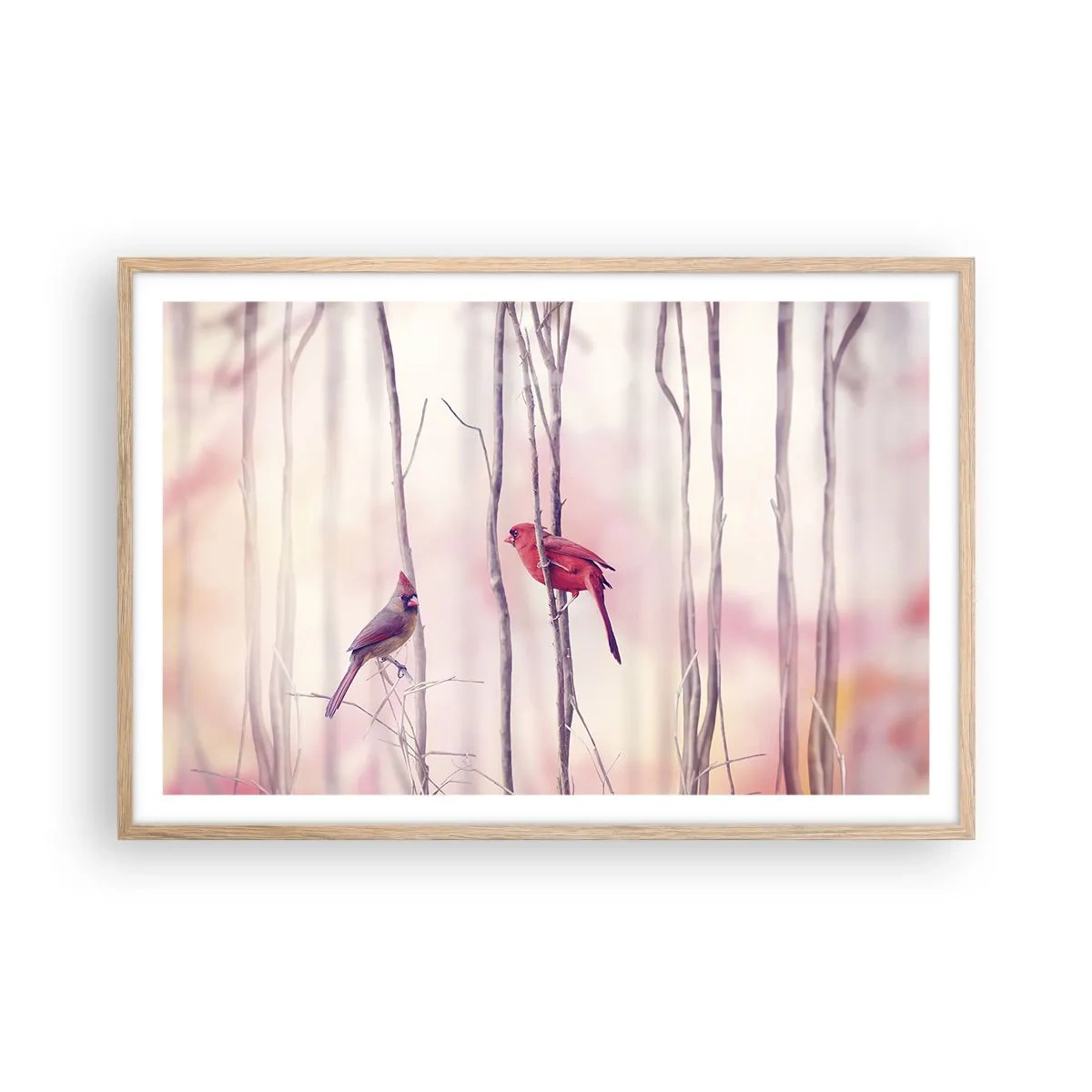 Plagát v ráme zo svetlého duba - Príbeh ružového lesa - 91x61 cm