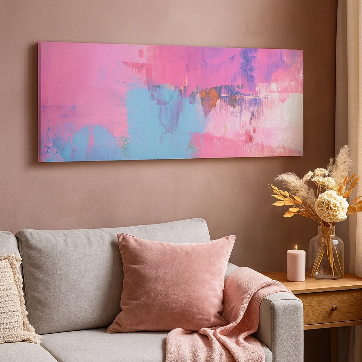 Obraz na plátne - Ružová, modrá a štipka svetla - 30x30 cm