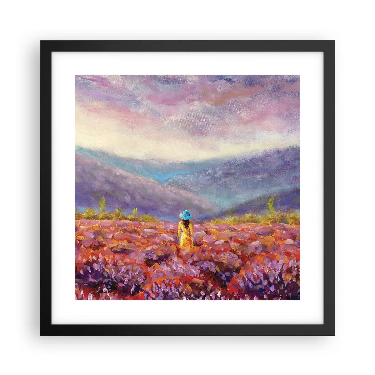 Plagát v čiernom ráme - V levanduľovom svete - 40x40 cm