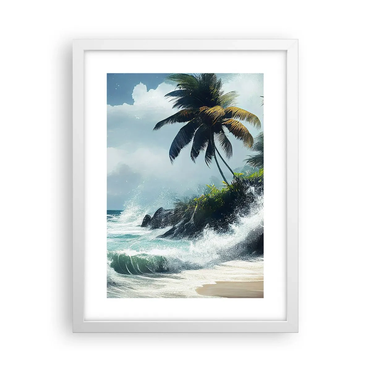 Plagát v bielom ráme - Na tropickom pobreží - 30x40 cm