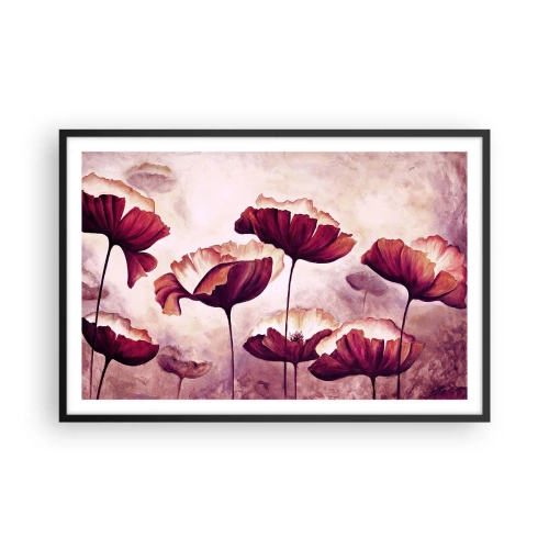 Plagát v čiernom ráme - Červený a biely plátok - 91x61 cm