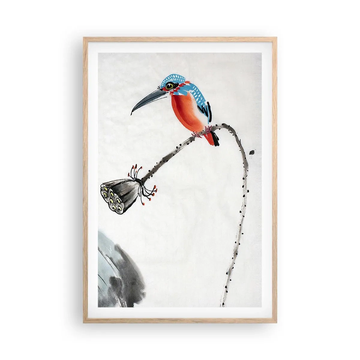 Plagát v ráme zo svetlého duba - Život lúky - 61x91 cm