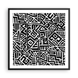 Plagát v čiernom ráme - Predkolumbovská kompozícia - 60x60 cm