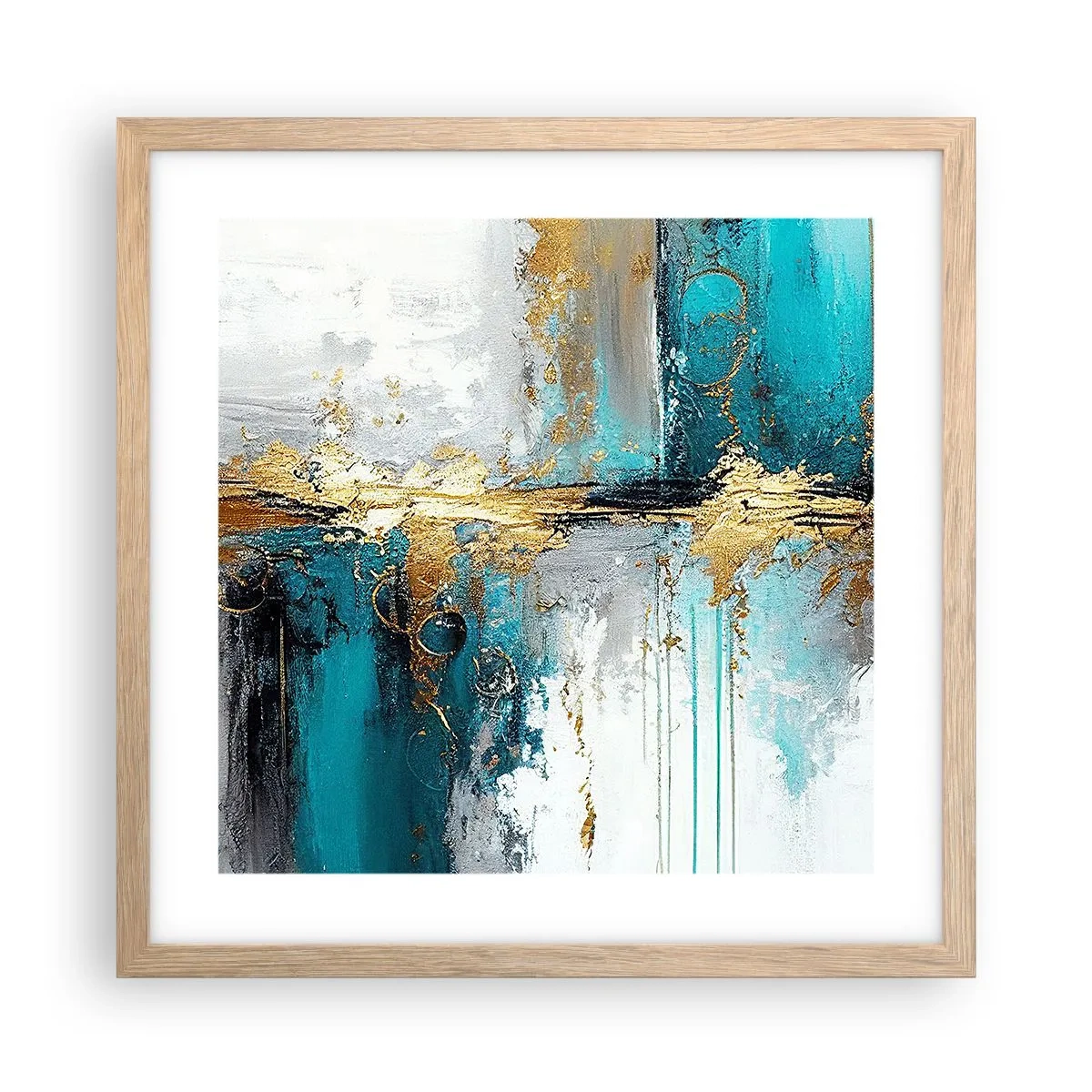 Plagát v ráme zo svetlého duba - Všetko plynie - 40x40 cm