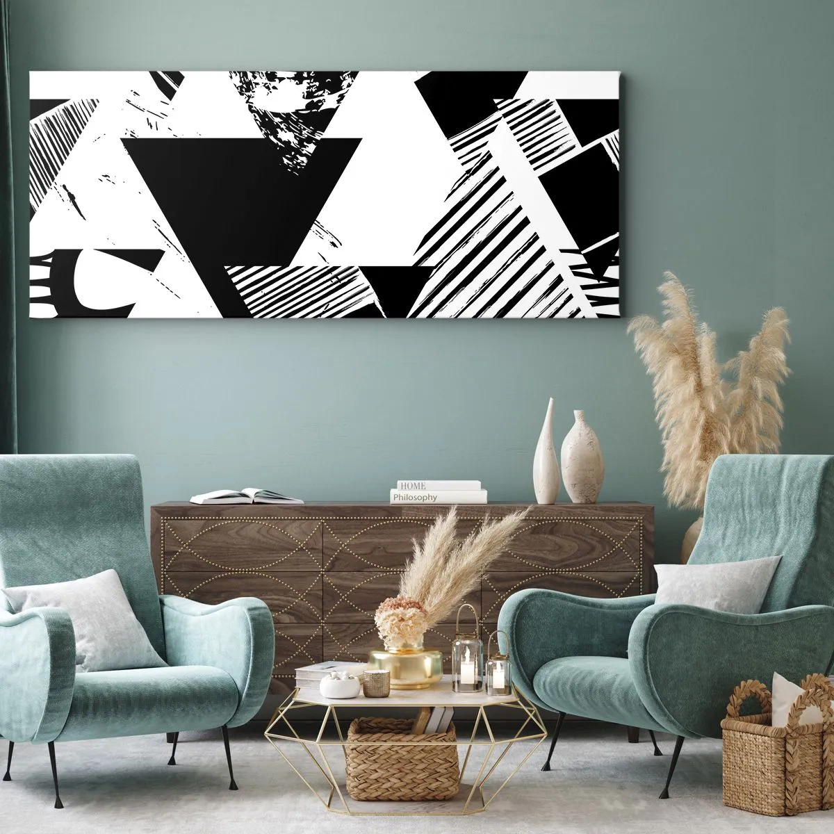 Obraz na plátne - Dážď trojuholníkov - 100x40 cm