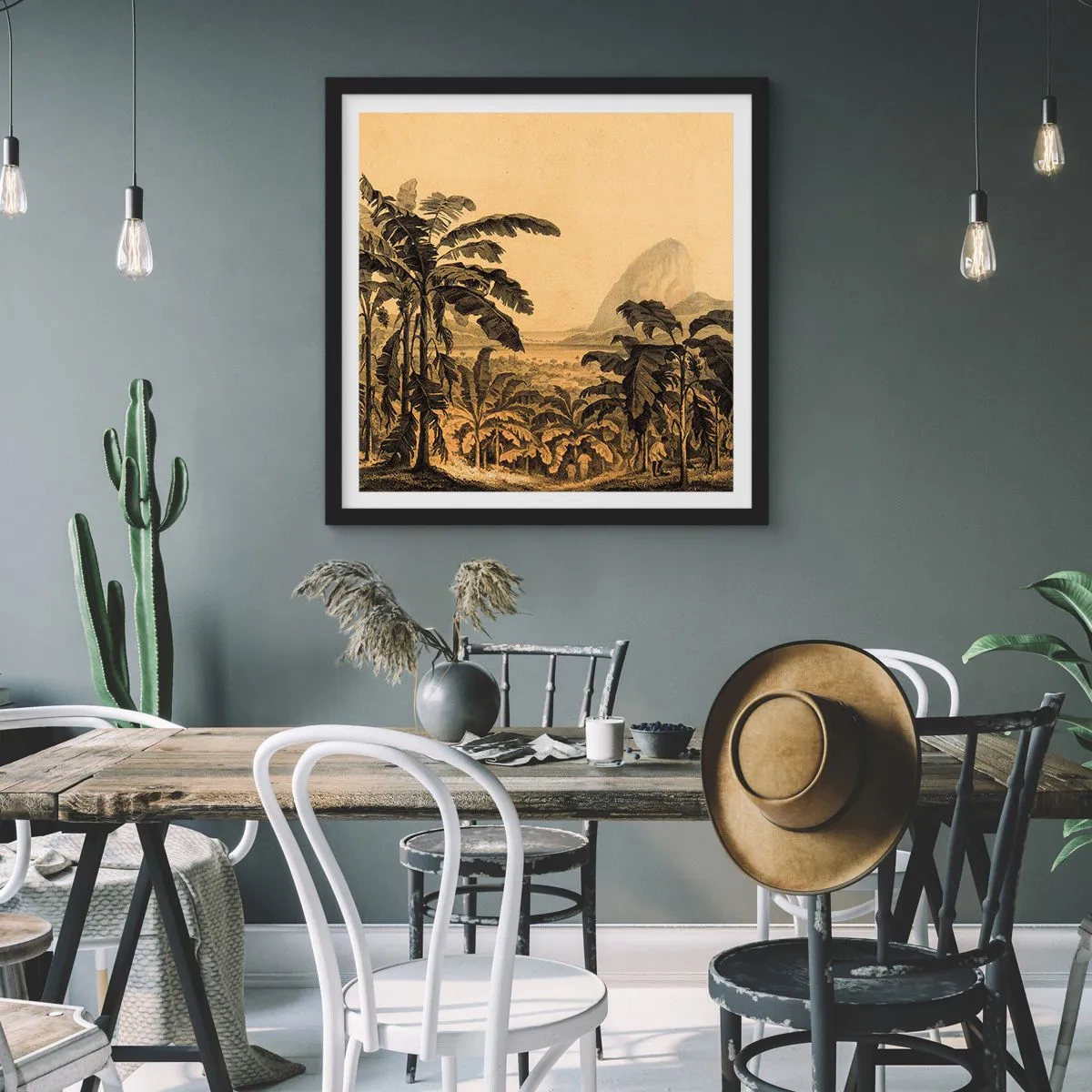 Plagát v čiernom ráme - V koloniálnom štýle - 60x60 cm