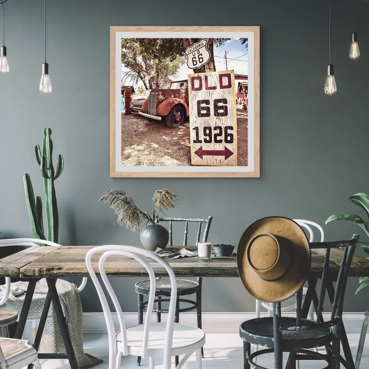 Plagát v ráme zo svetlého duba - Legenda americkej provincie - 30x30 cm