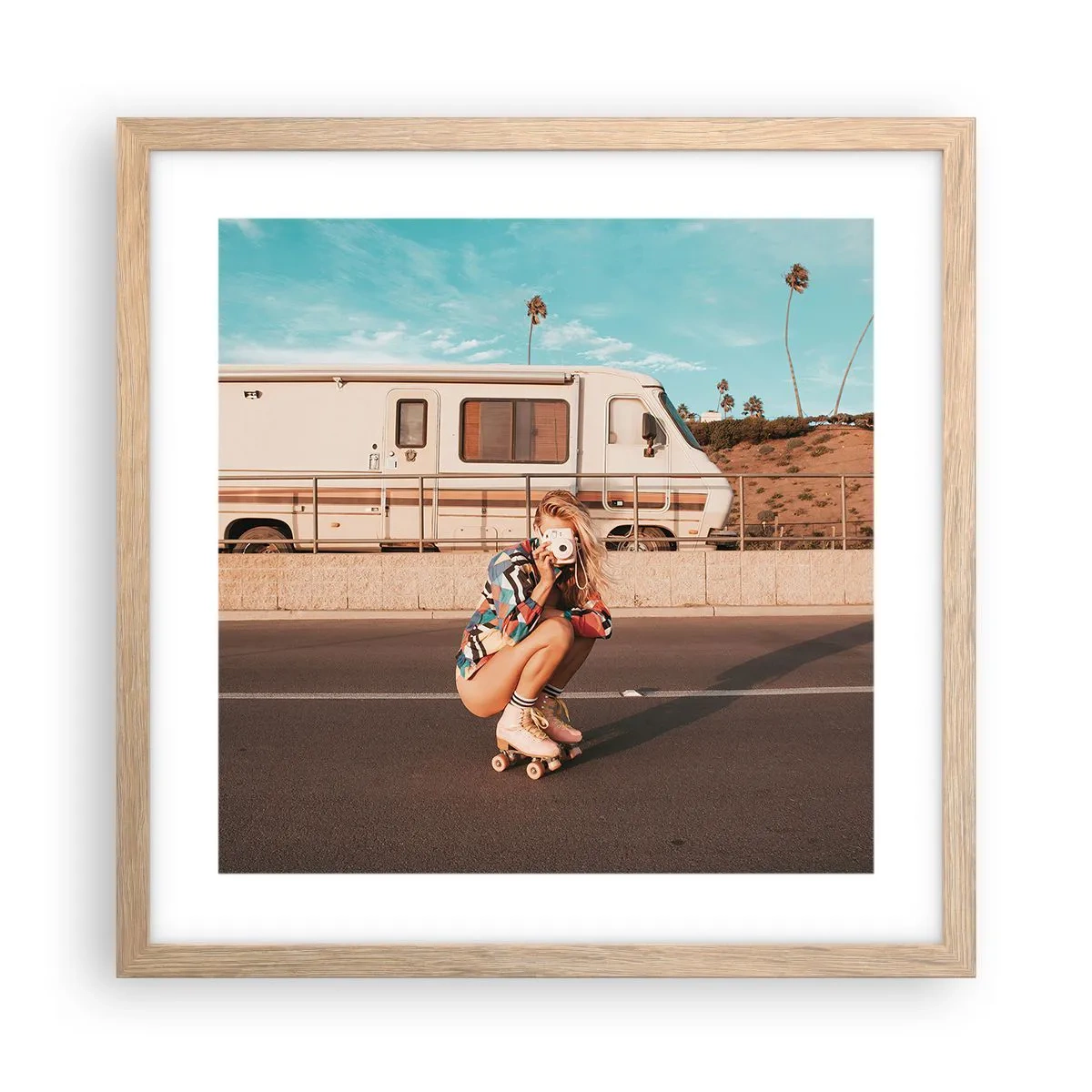 Plagát v ráme zo svetlého duba - Usmejte sa! - 40x40 cm