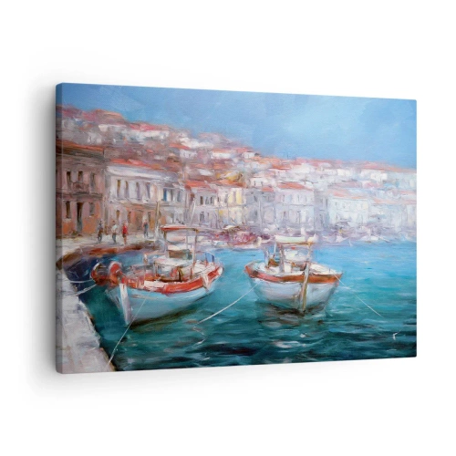 Obraz na plátne - Lode v malebnom talianskom zálive - 70x50cm - Taliansky záliv - Moderná nástenná dekorácia do obývacej izby a spálne ARTTOR