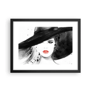 Plagát v čiernom ráme - Dáma v čiernom - 40x30 cm