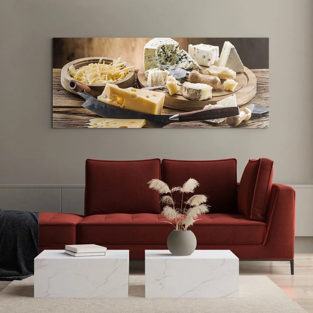 Obraz na skle - Usmej sa na syr - 140x50 cm