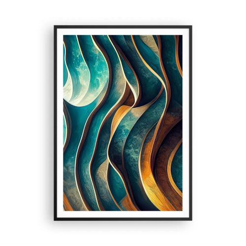 Plagát v čiernom ráme - Meandre modrej - 70x100 cm