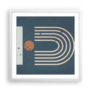 Plagát v bielom ráme - Geometria v námorníckej modrej - 50x50 cm