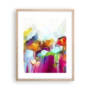 Plagát v ráme zo svetlého duba - Dúha rozkvitla - 40x50 cm
