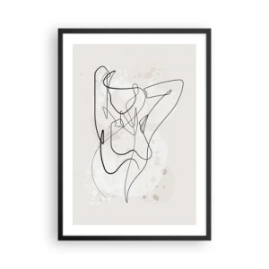 Plagát v čiernom ráme - Abstraktná čiara znázorňujúca siluetu ženy - 50x70cm - Umenie zvádzania - Moderná nástenná dekorácia do obývacej izby a spálne ARTTOR