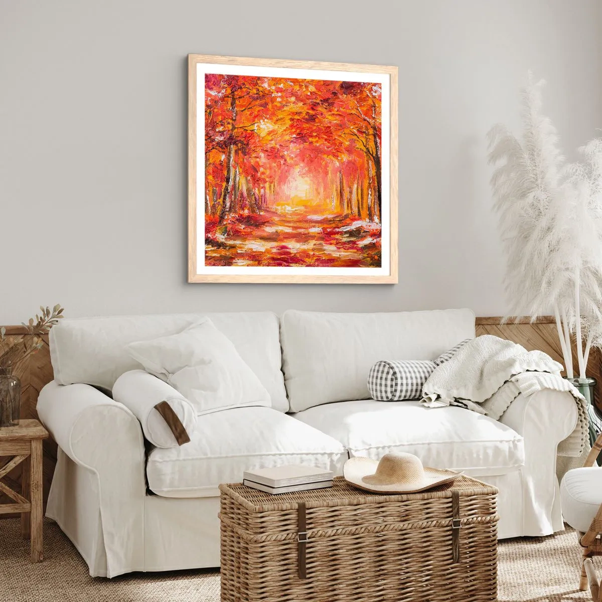 Plagát v ráme zo svetlého duba - Medený les - 30x30 cm