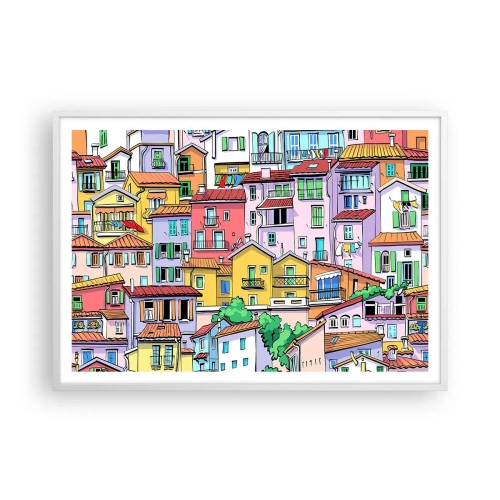 Plagát v bielom ráme - Veselé mesto - 100x70 cm