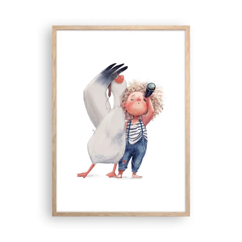 Plagát v ráme zo svetlého duba - Plán na skvelú cestu - 50x70 cm