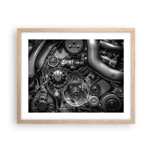 Plagát v ráme zo svetlého duba - Poézia mechaniky - 50x40 cm