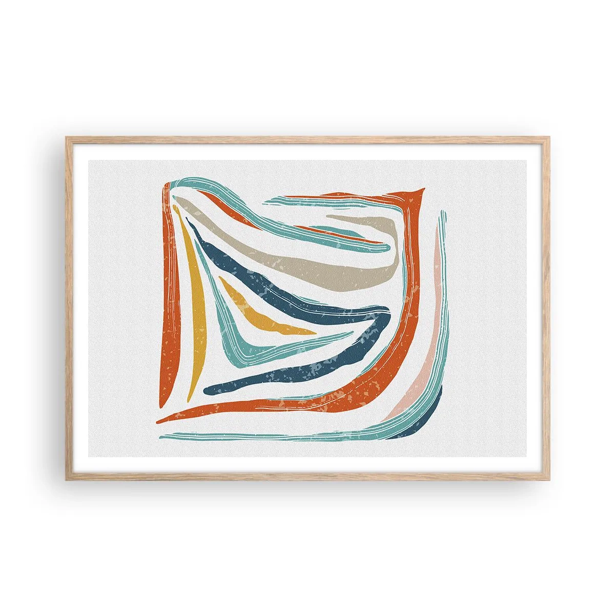 Plagát v ráme zo svetlého duba - Priateľsky usmievavá abstrakcia - 100x70 cm