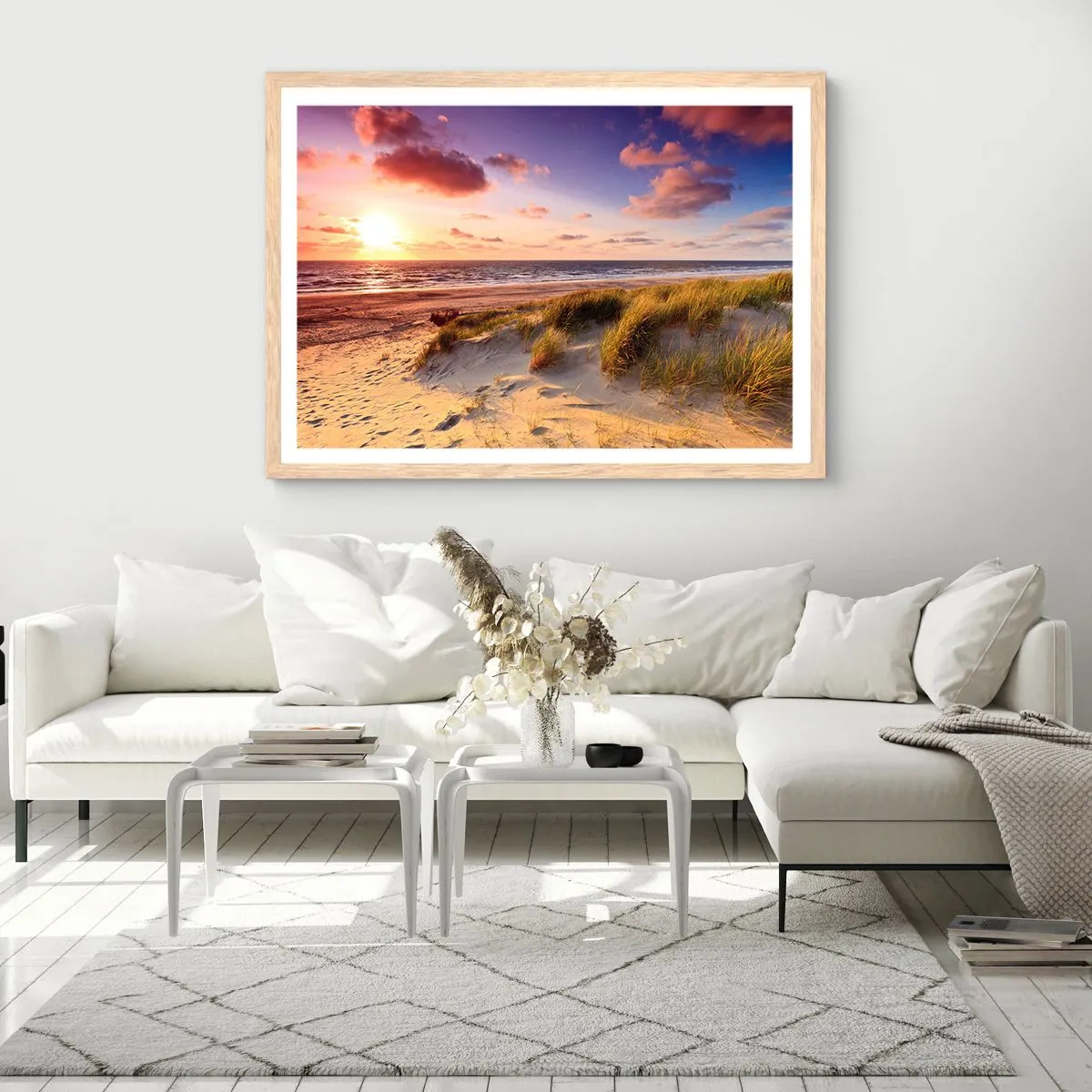 Plagát v ráme zo svetlého duba - Už letom vonia vzduch - 40x30 cm