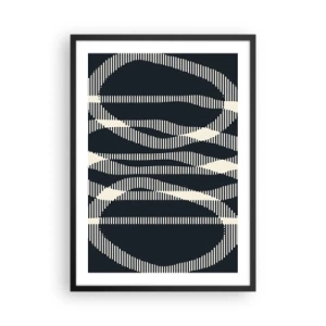 Plagát v čiernom ráme - Abstraktný geometrický motív v odtieňoch čiernej a bielej - 50x70cm - Pokus o prelomenie temnoty - Moderná nástenná dekorácia do obývacej izby a spálne ARTTOR
