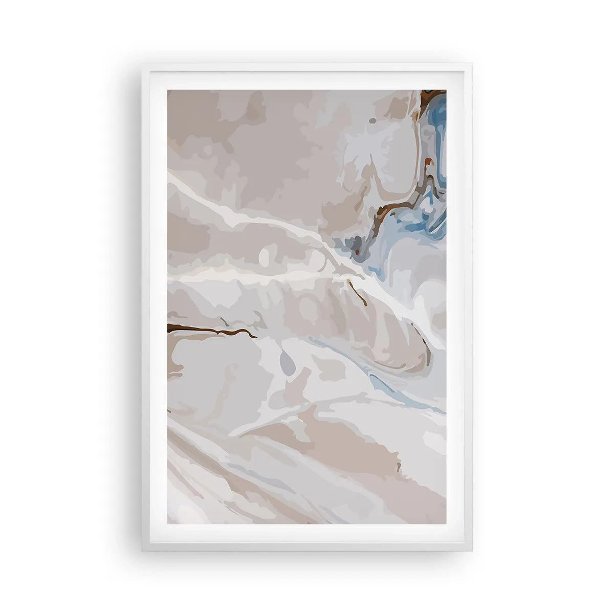 Plagát v bielom ráme - Modré meandre pod bielou - 61x91 cm