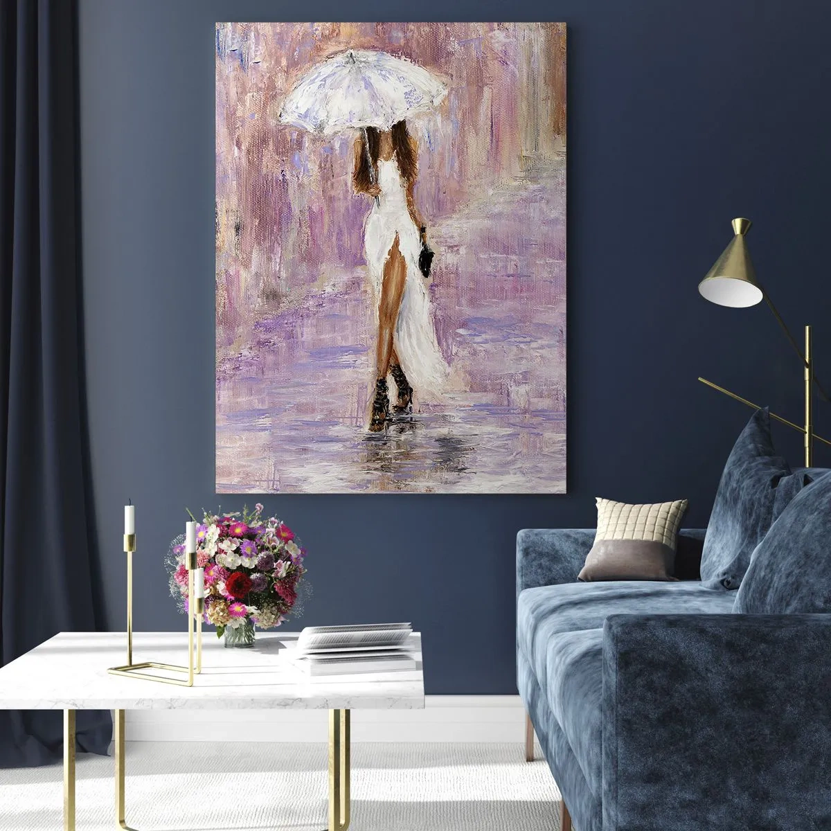 Obraz na skle - V ľaliovom daždi - 50x70 cm