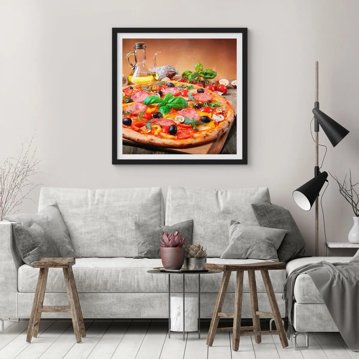 Plagát v čiernom ráme - So skutočne talianskou chuťou - 30x30 cm