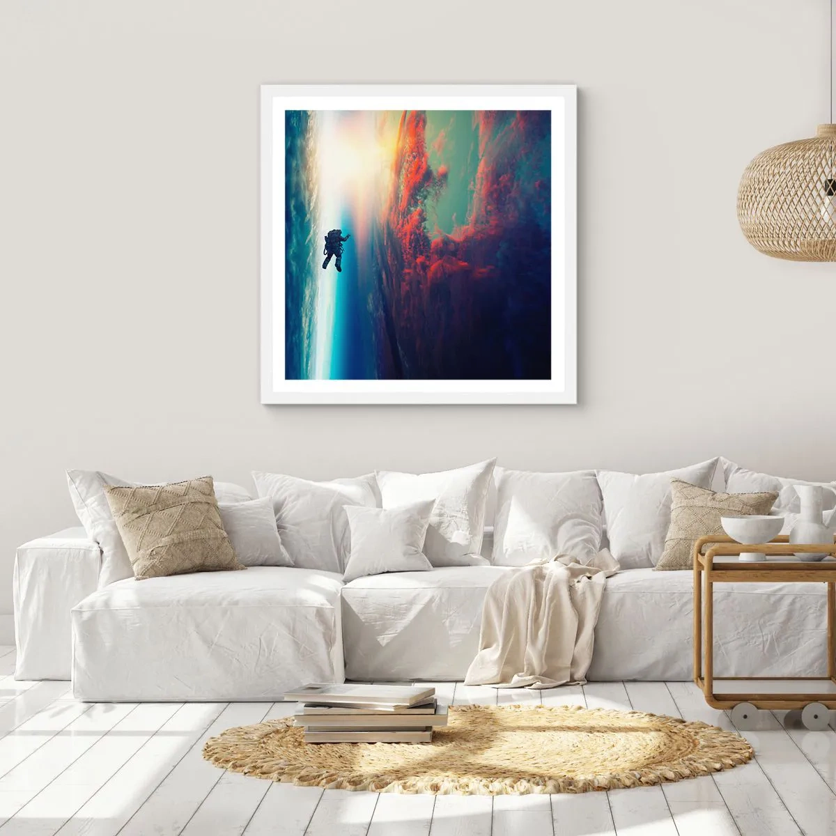 Plagát v bielom ráme - Tvárou v tvár vesmíru - 60x60 cm