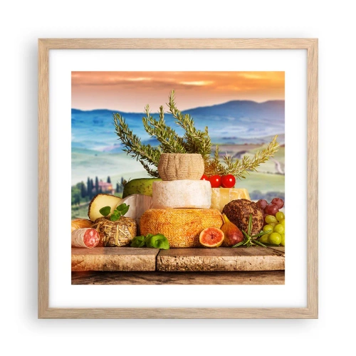 Plagát v ráme zo svetlého duba - Talianska radosť zo života - 40x40 cm