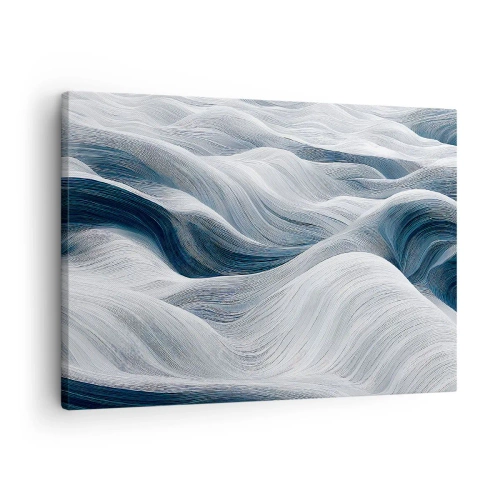 Obraz na plátne - Vlnité čiary v odtieňoch modrej a bielej - 70x50cm - Biele a modré vlny - Moderná nástenná dekorácia do obývacej izby a spálne ARTTOR