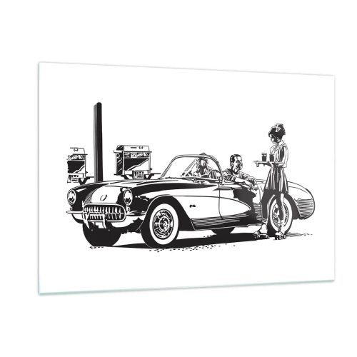 Obraz na skle - 60. - bezstarostná Amerika - 120x80 cm