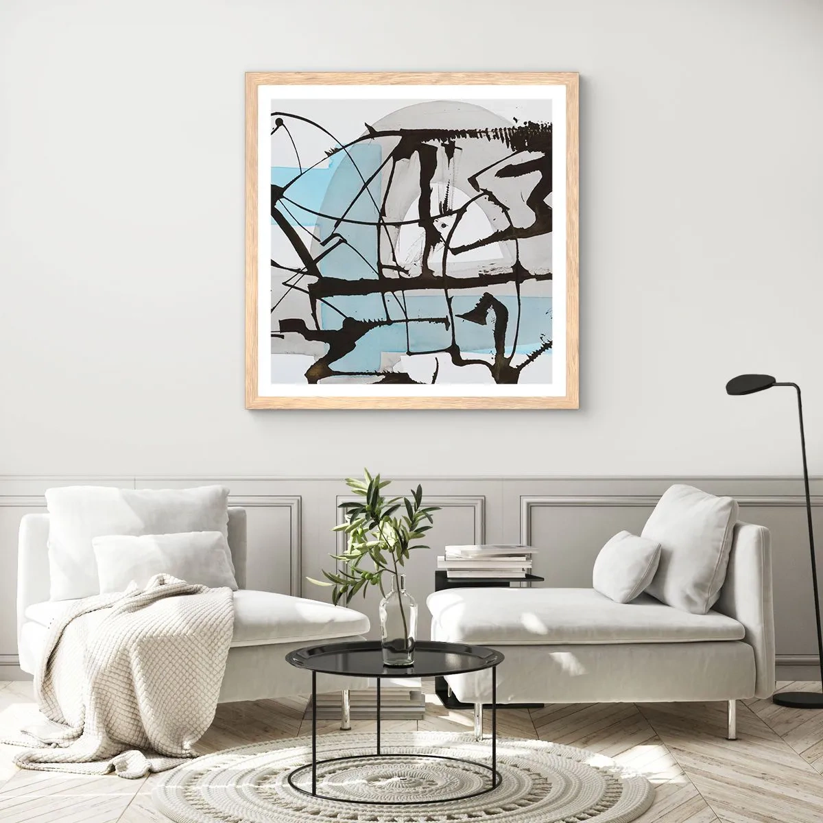 Plagát v ráme zo svetlého duba - Aj napriek tomu modrý - 50x50 cm