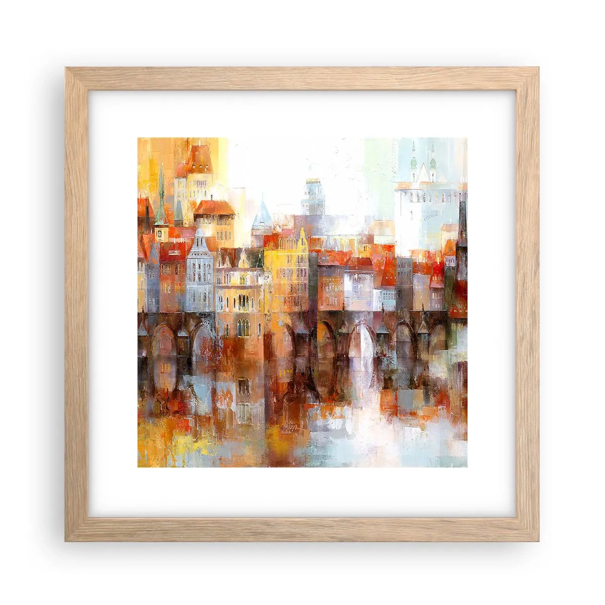 Plagát v ráme zo svetlého duba - Pod mostom je tiež krásne - 30x30 cm