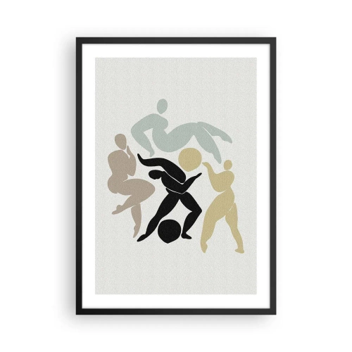 Plagát v čiernom ráme - Abstraktné siluety postáv v dynamickom pohybe - 50x70cm - Pohyb pre zdravie a krásu - Moderná nástenná dekorácia do obývacej izby a spálne ARTTOR
