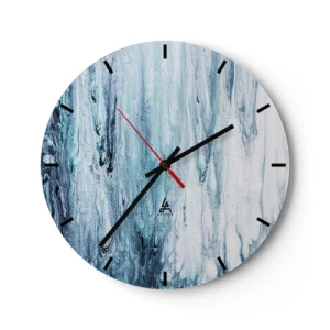 Nástenné hodiny - Abstraktný vodopád v odtieňoch modrej - 30x30cm - Modré cencúle - Moderná nástenná dekorácia do obývacej izby, kuchyne a spálne ARTTOR