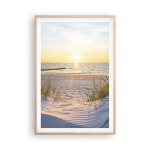 Plagát v ráme zo svetlého duba - Šumenie mora, spev vtákov, divoká pláž uprostred trávy… - 61x91 cm